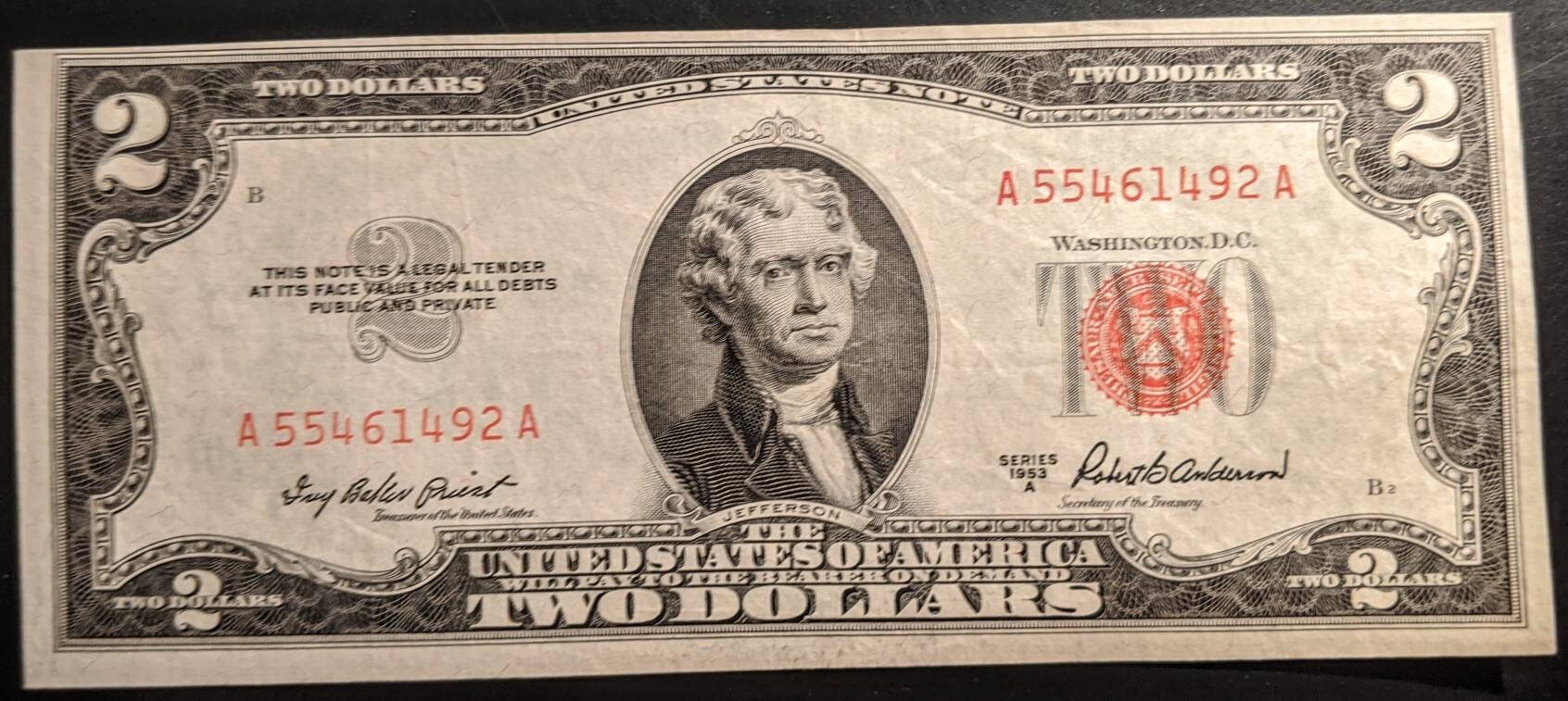 1953A Higher Grade Two Dollar Bill Red Seal Note United States Etsy