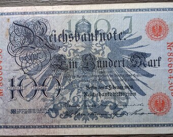 ヴィンテージ 希少 1908年 流通量少 ドイツ帝国皇帝 巨大 100 マルク