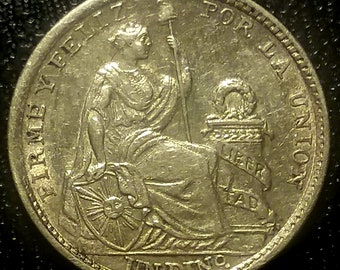 Vintage 1912 Higher Grade silver Peru Sol Coin original antique  piece authentic U.S. Coin
