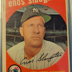 Autentico 1959 Topps # 155 Enos Slaughter New York Yankees PSA 5 Graded Baseball Card HOF Solid grade super eye appeal