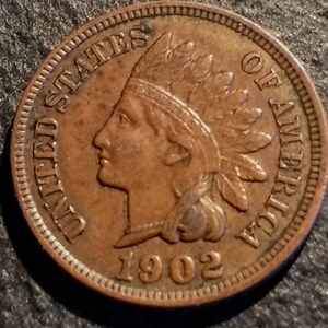 Antique Vintage 1902 Full Liberty Indian Head Cent Authentic U.S.Coin Penny 1.00 Shipping