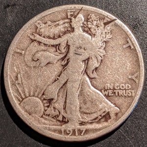 A Solid Grade 1917 Silver Walking Liberty Half Dollar Vintage Authentic Great Piece U.S.Coin Lady Liberty Walker Piece 1.00 Shipping