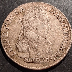 Knapp 1830 Bolivien 4 vier Sohlen Silber alte Welt Münze Republica Boliviana Antik