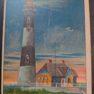 Phare Hassan 1911 série T77 Fire Island Lighthouse carte Antique vintage littoral américain authentique