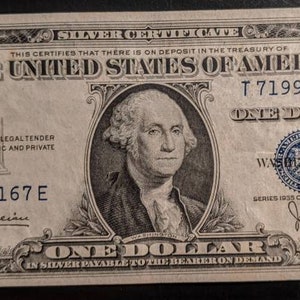 1935C Vintage Crisp 1991 geboortejaar nota Uncirculated Grade Silver Certificate One Dollar Bill blauwe zegel Verenigde Staten bankbiljet valuta