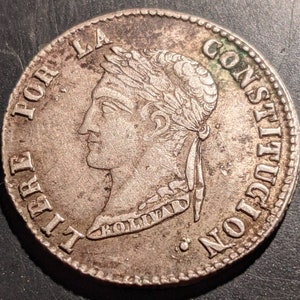 Knapp 1856 Bolivien 4 vier Sohlen Silber alte Welt Münze Republica Boliviana Antik