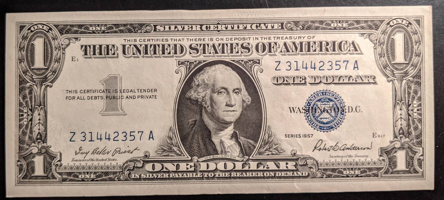 1957 silver certificate one dollar bill - Etsy 日本