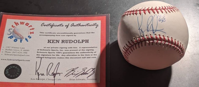 Signed Ken Rudolph 1969 Cubs Vintage Autographed Major League Authentic ...