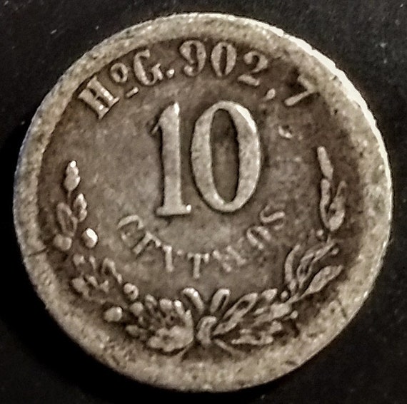 1890 Scarce 10 Ten Centavo San Luis Potosi Silver Coin 1890 Scarce 10 Ten Centavo San Luis Potosi Silver Coin