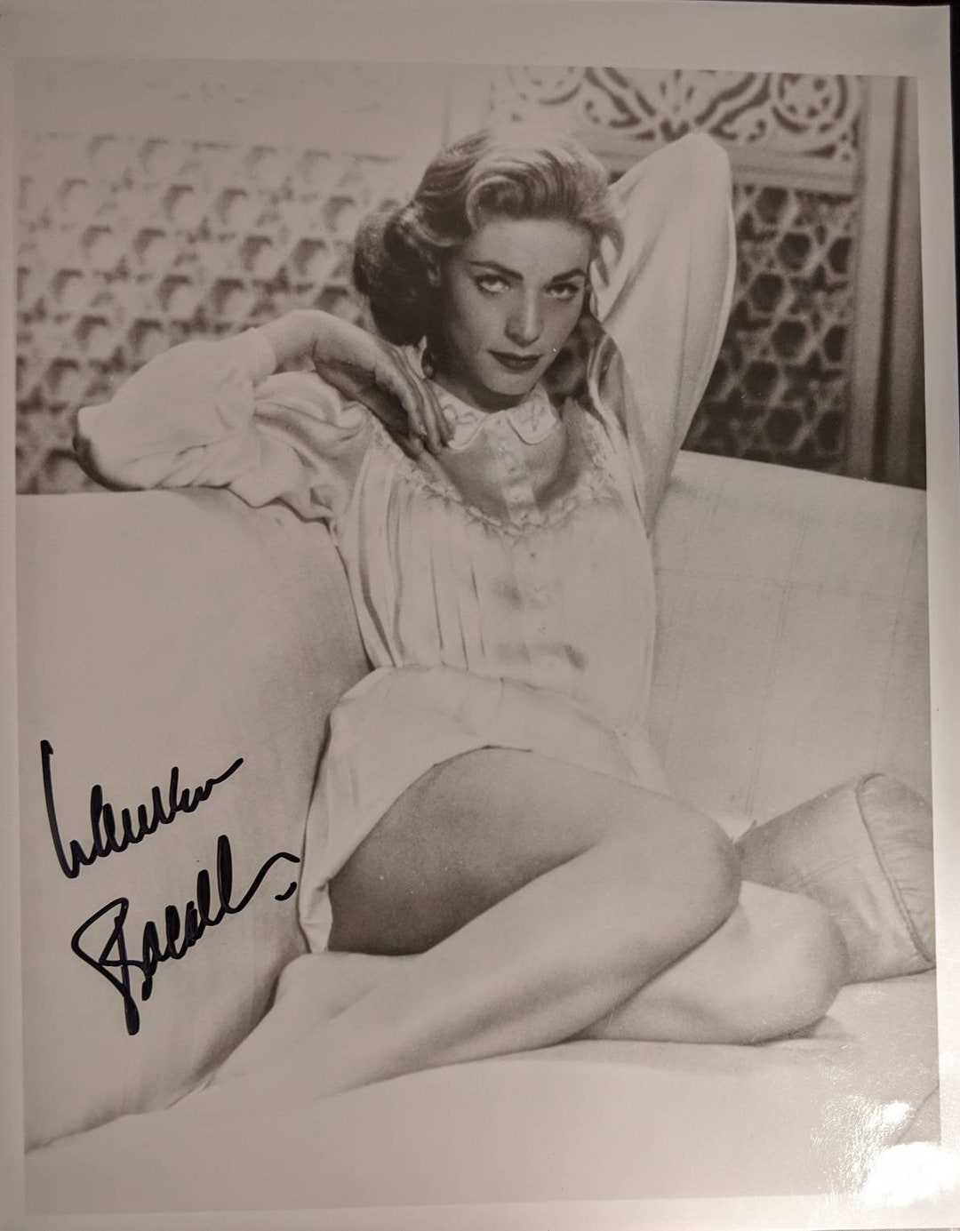 Vintage Autographed Lauren Bacall Signed 8x10 Classic Black and White ...