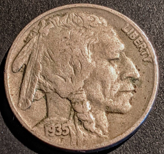 Vintage 1935 Buffalo Nickel Full Date Five Cent Indian Piece