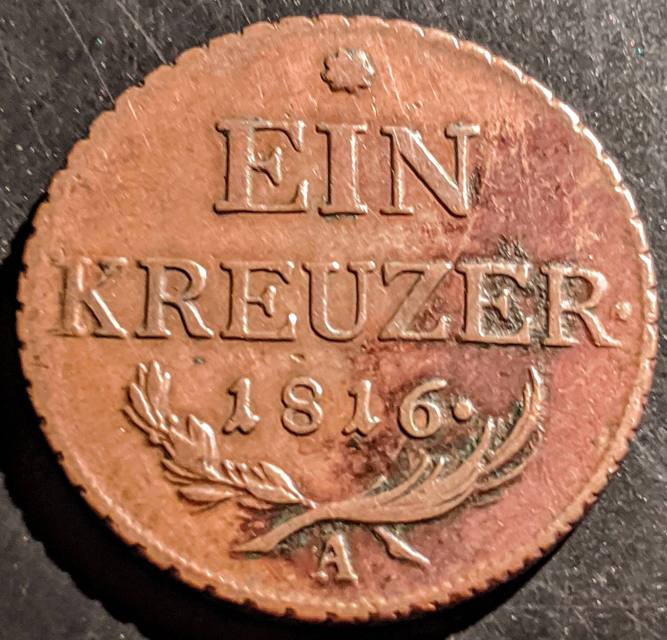 1816-A Scarce Austria EIN Kreutzer Vintage World Coin Piece 1.00