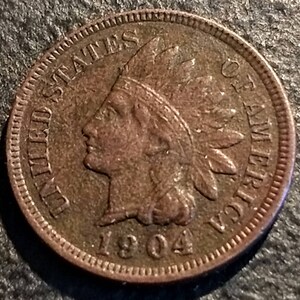 Antique Vintage 1904 Full Liberty Indian Head Cent Authentic U.S.Coin Penny 1.00 Shipping