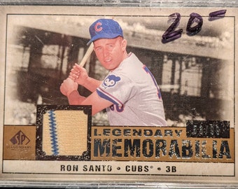 Ron Santo Legendary Memorabilia Flannel Jersey Patch Card Authentic Game Used Relics Limited /99 Upper Deck UD Chicago Cubs baseball card