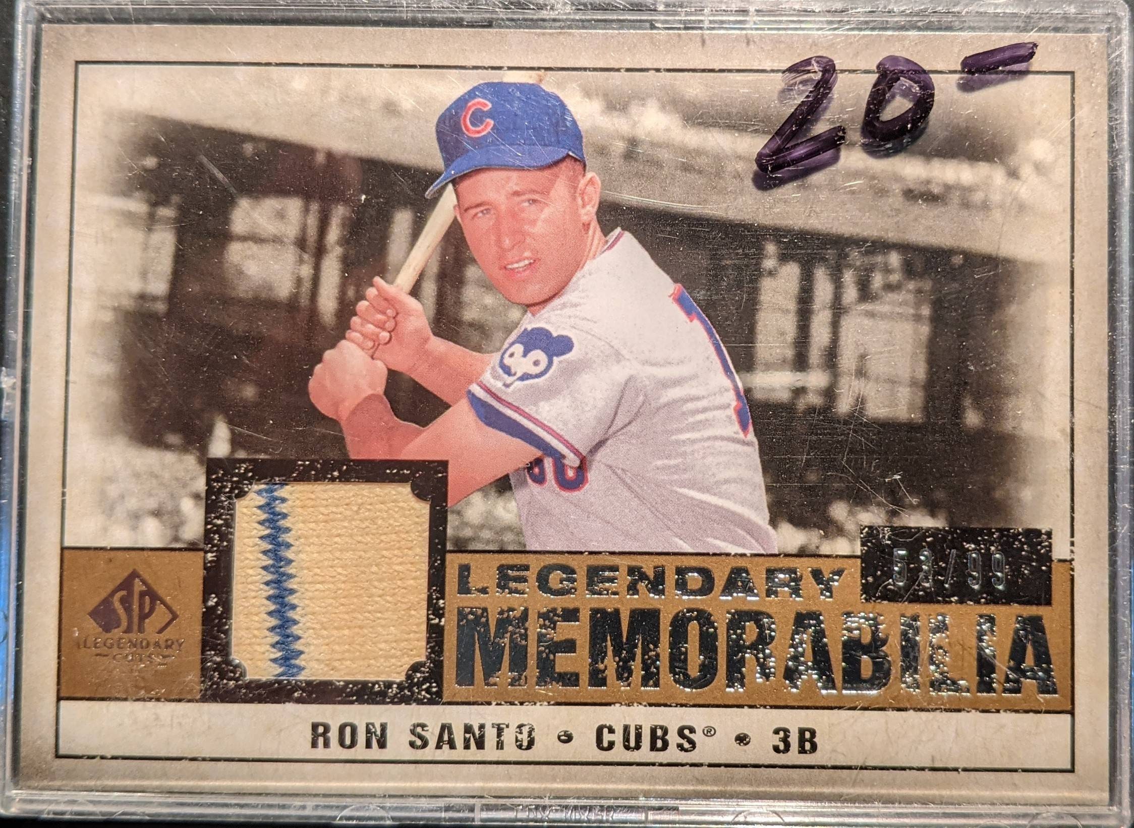Ron Santo Legendary Memorabilia Flannel Jersey Patch Card 