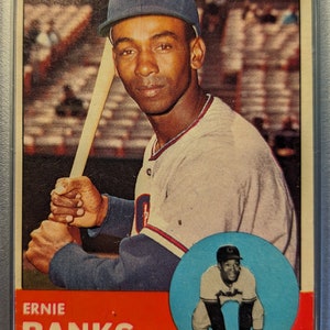 Authentische 1963 Topps # 380 Ernie Banks Chicago Cubs PSA 3 Sehr gute Qualität Antique Vintage Super Eye Appeal original authentische Baseball-Karte