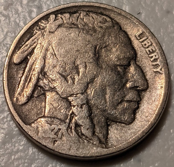 Vintage 1927 Buffalo Nickel Five Cent Indian Piece Authentic