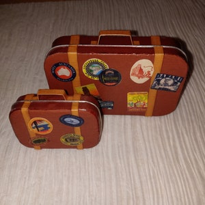 Altered Altoid Tin Luggage Set  - Brown