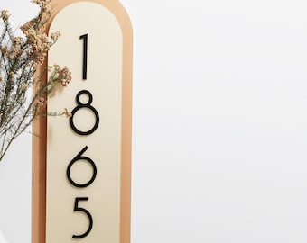 Boho Arch Plaque with 3D House Number Sign