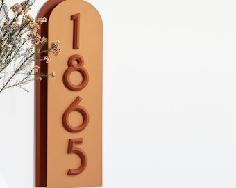Boho Half Arch Plaque with 3D House Number Sign
