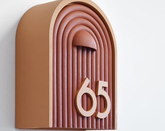 Boho Arch Mailbox with Custom Numbers | Modern Wall Mounted Letterbox