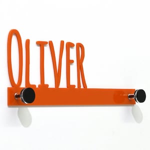 Gancho de parede personalizado moderno nome laranja-decoração de quarto infantil, gancho para casaco, gancho de parede decorativo, estacas de parede, cabide de chave de parede, quarto de berçário infantil