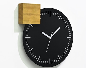 Modern Black Aluminum Wall Clock - Contemporary Interior Design - Housewarming Gift - Clock Decor - Silent Wall Clock - Minimalist Clock