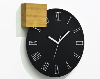 Modern Black Aluminum Wall Clock - Roman Numeral - Gift for Home - Modern Classic Decor - Gift Idea - Hotel Decor - Clock Gift