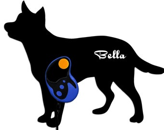Australian Cattle - Custom Name Dog Leash Holder - Wall Hook