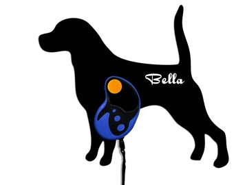 Beagle Dog 2- Custom Name Dog Leash Holder - Wall Hook