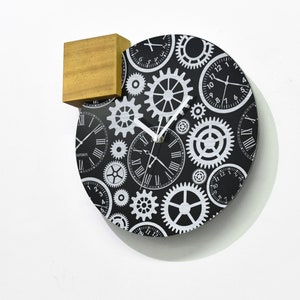 Modern Black Aluminum Wall Clock - Clock Gear Wheels - Unique Decor - Decorative Clock - Office Clock - Minimalist Clock - Clock Lover Gift