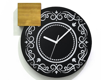 Modern Black Aluminum Wall Clock - Ornamental Clock - Interior Design - Clock Art - Clock Works - Home Clock - Minimalist Clock - Clock Gift