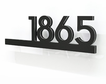 Modern House Number - Metallic Gray Aluminum with Black Acrylic - Contemporary Home Address - Underline - Apartment Door Number - Hotel Room