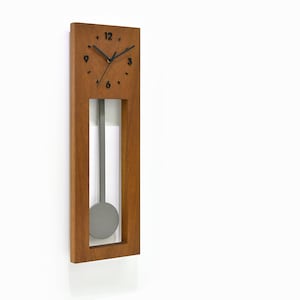 Bluntly Modern Design Solid Iroko Wood - Grandfather Pendulum - Wall Clock / Table Clock - Customize Concrete Pendulum (main photo) Style 1