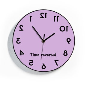 Reverse Wall Clock - Time Reversal - Round Funny Clock - Backwards running Time - Counterclockwise Clock - Office Decor - RGB LED 5V Option