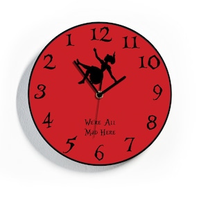 Reverse Wall Clock - Alice - Down the Rabbit Hole - Round Funny Clock - Backwards running Time - Counterclockwise Clock - RGB LED 5V Option