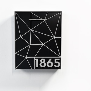 Caixa de correio de alumínio preto (acp), com fibra prateada, gravação a laser, moderna, personalizada, montada na parede, design abstrato, tipo 2