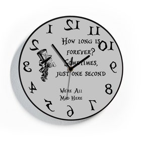 Reverse Wall Clock - Mad Hatter - Round Funny Clock - Backwards running Time - Counterclockwise Wall Clock - Room Deco - RGB LED 5V Option