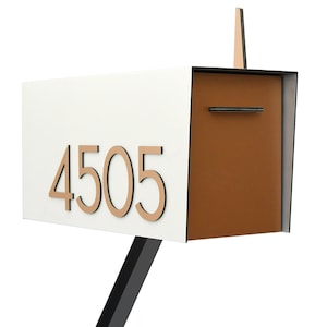 Zeitgenössischer Postkasten, Aluminium-Elfenbeinweißkörper und Aluminiumbronze-Tür und Nummer, modernes Design, benutzerdefinierter Briefkasten, Typ 4