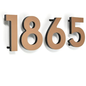 Letras de números de casas modernas - Alumínio bronze - Números de caixas de correio - Placa de endereço residencial - Números de apartamentos - Números de quartos de hotel - Números de portas