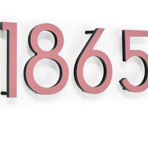 Letras de números de casas modernas - Alumínio rosa - Números de caixas de correio - Placa de endereço residencial - Números de apartamentos - Não de quarto de hotel - Números de portas - Fino