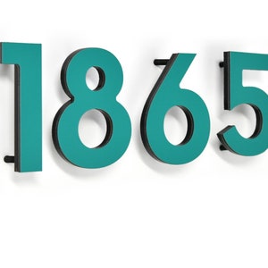 Letras de números de casas modernas - Alumínio verde oceano - Números de caixas de correio - Placa de endereço residencial - Números de apartamentos - Número de quarto de hotel - Números de portas