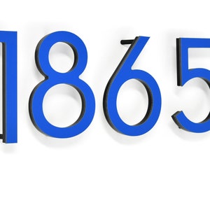 Letras de números de casas modernas - Alumínio azul - Números de caixas de correio - Placa de endereço residencial - Números de apartamentos - Não de quarto de hotel - Números de portas - Fino