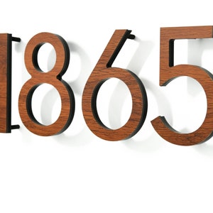 Letras de números de casas modernas - Alumínio carvalho vermelho - Números de caixas de correio - Placa de endereço residencial - Números de apartamentos - Números de portas de quartos de hotel - Finas