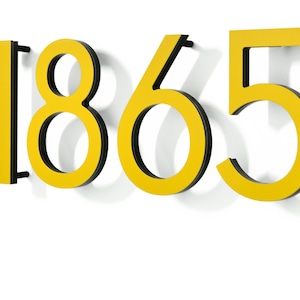 Numeri civici moderni Lettere - Alluminio giallo - Numeri della cassetta postale - Segno dell'indirizzo di casa - Numeri dell'appartamento - Numeri della porta della camera d'albergo - Sottile