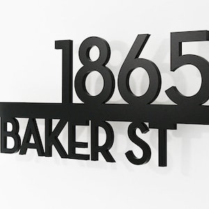 Modern House Numbers - Black with Black Acrylic - Contemporary Street Address - Underline Sign - House Address Sign - Optional LED Light