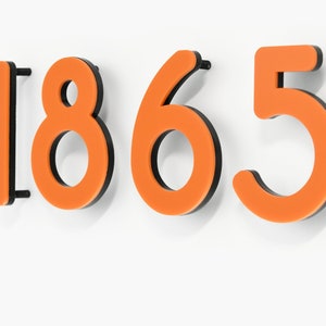 Letras de números de casa modernas - Acrílico naranja - Números de buzón - Dirección de casa - Números de apartamento - Habitación de hotel - Números de puerta - Art Déco 3