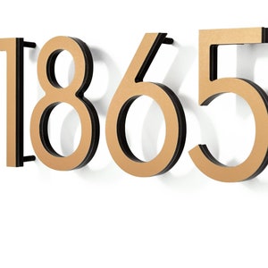 Letras de números de casas modernas - Alumínio bronze - Números de caixas de correio - Placa de endereço residencial - Números de apartamentos - Números de portas de quartos de hotel - Finas