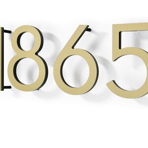 Letras de números de casas modernas - Alumínio dourado - Números de caixas de correio - Placa de endereço residencial - Números de apartamentos - Não de quarto de hotel - Números de portas - Fino