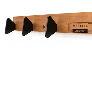 Wall Mount Wooden Hook Rack - Personalized Laser Engraving - Wall Hook - Clothing Hanger - Deco Coat Rack - Office Deco - Custom Name & Logo